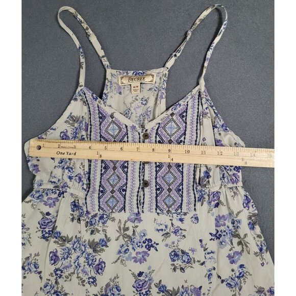 DECREE Women's SZ M Racerback Flowy Tank Ruffle Floral Boho Festival Fairy Gray - Picture 5 of 9